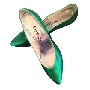 VTG 50s does 80s BRIGHT Emerald Kelly Green Dye PROM formal wedding shoe heels 8